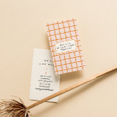 Retro Orange Wavy Checkered Trendy Boho Funky 名刺