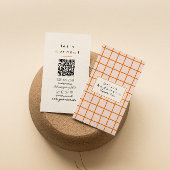Retro Orange Wavy Checkered Trendy Boho QR Code 名刺