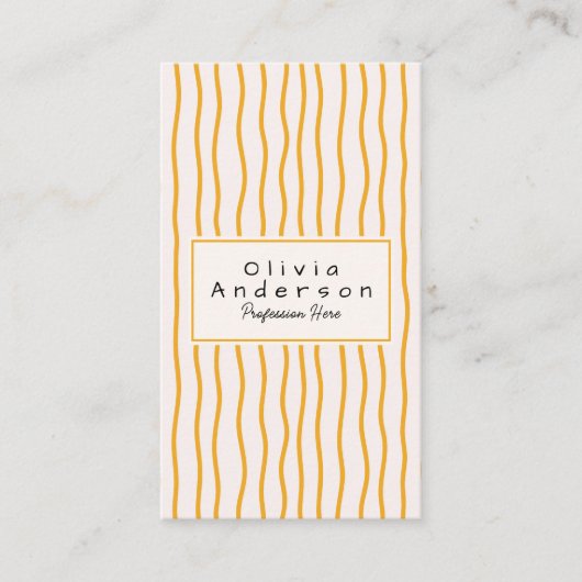 Retro Orange Wavy Stripes Trendy Boho Funky Modern 名刺 (正面)