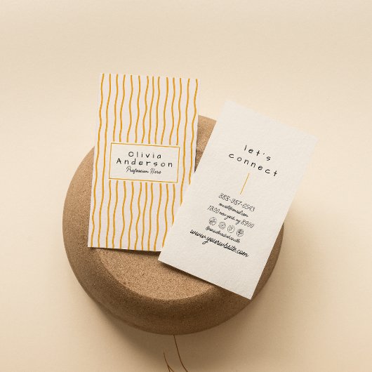 Retro Orange Wavy Stripes Trendy Boho Funky Modern 名刺