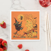 Retro Orange Witch Halloween  スタンダードランチョンナプキン (インサイチュ)