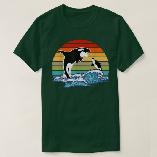 Retro Orca Killer Whale  Tシャツ (デザイン正面)