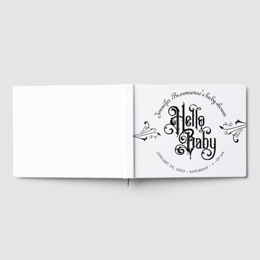 Retro Ornament Horror Gothic Hello Baby Shower ゲストブック (全面)