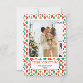 Retro Ornament Pattern Merry Christmas Photo Card 招待状 (正面)