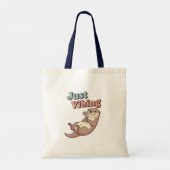 Retro Otter Chill Vibes Canvas Tote Bag トートバッグ (裏面)