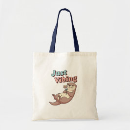 Retro Otter Chill Vibes Canvas Tote Bag トートバッグ