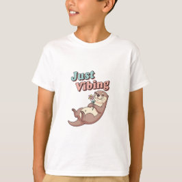 Retro Otter Just Vibing Kids T-Shirt Tシャツ
