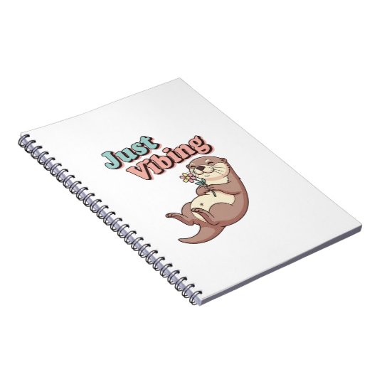 Retro Otter Just Vibing Lined Notebook ノートブック (右側)