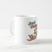 Retro Otter Just Vibing White Mug コーヒーマグカップ (正面左)