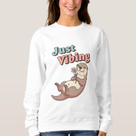 Retro Otter Just Vibing Women’s Sweatshirt スウェットシャツ