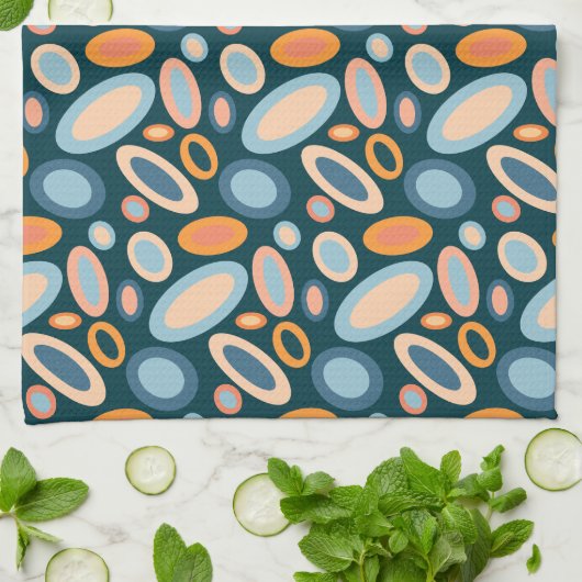 Retro Oval Pattern Kitchen Towel キッチンタオル (折り畳み)