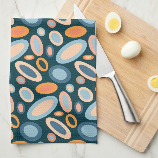 Retro Oval Pattern Kitchen Towel キッチンタオル (四つ折り)