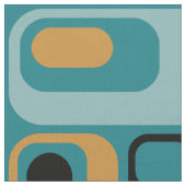 retro ovals teal mustard black aqua indigo  ファブリック (クローズアップ)
