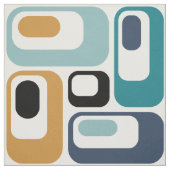 retro ovals white teal mustard black aqua indigo  ファブリック (見本)