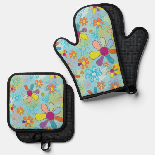 Retro Oven Mitt 鍋つかみ&鍋敷きセット (正面/裏面)
