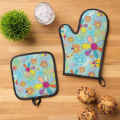 Retro Oven Mitt 鍋つかみ&鍋敷きセット (トップダウン)