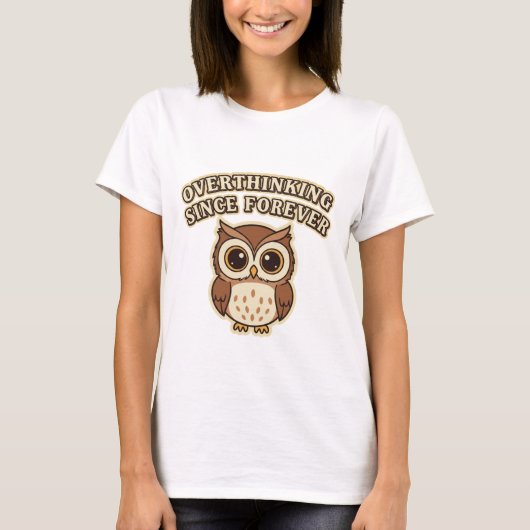 Retro Owl Deep Thoughts Women’s T-Shirt Tシャツ (正面)