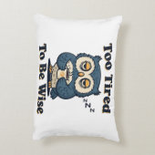 Retro Owl Exhausted Humor Rectangular Pillow アクセントクッション (裏面(縦))
