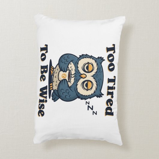 Retro Owl Exhausted Humor Rectangular Pillow アクセントクッション (裏面(縦))