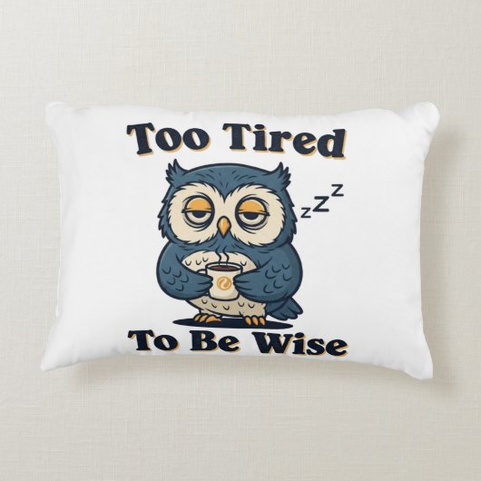 Retro Owl Exhausted Humor Rectangular Pillow アクセントクッション (裏面)
