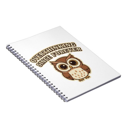 Retro Owl Overthinking Lined Notebook ノートブック (右側)