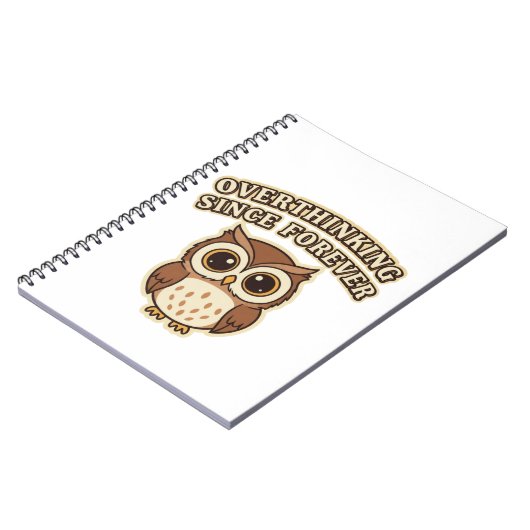 Retro Owl Overthinking Lined Notebook ノートブック (左側)