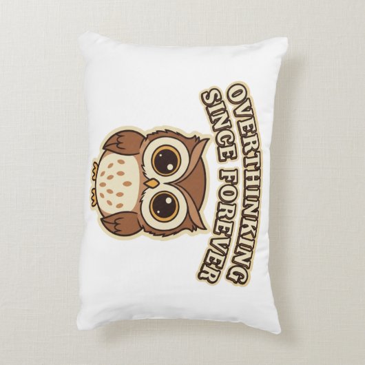Retro Owl Overthinking Rectangular Pillow アクセントクッション (裏面(縦))