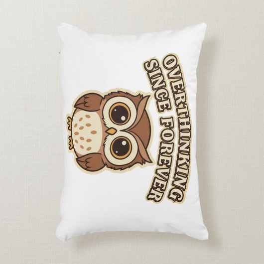 Retro Owl Overthinking Rectangular Pillow アクセントクッション (正面(垂直))
