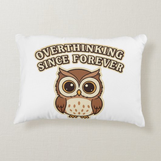 Retro Owl Overthinking Rectangular Pillow アクセントクッション (裏面)