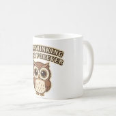 Retro Owl Overthinking White Mug コーヒーマグカップ (正面右)