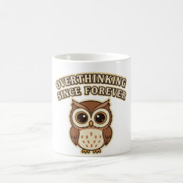 Retro Owl Overthinking White Mug コーヒーマグカップ