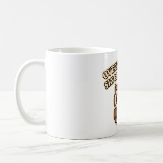 Retro Owl Overthinking White Mug コーヒーマグカップ (左)