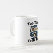 Retro Owl Sleepy Wisdom White Mug コーヒーマグカップ (正面左)