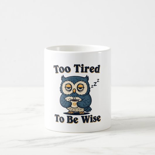Retro Owl Sleepy Wisdom White Mug コーヒーマグカップ (中央)