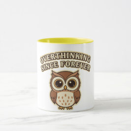 Retro Owl Thinking Mode Color Inside Mug マグカップ