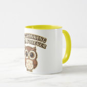 Retro Owl Thinking Mode Color Inside Mug マグカップ (正面右)