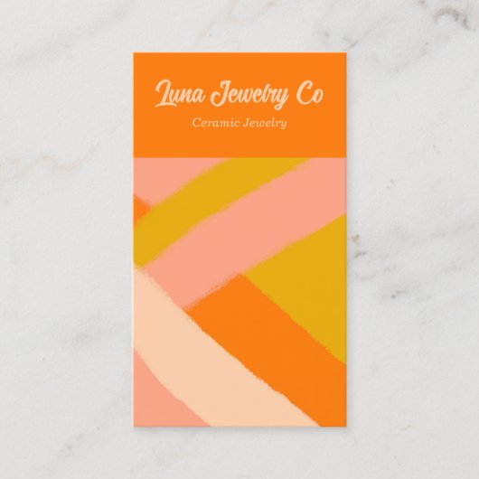 Retro Painted Abstract Crossed Lines Orange Blank 名刺 (正面)