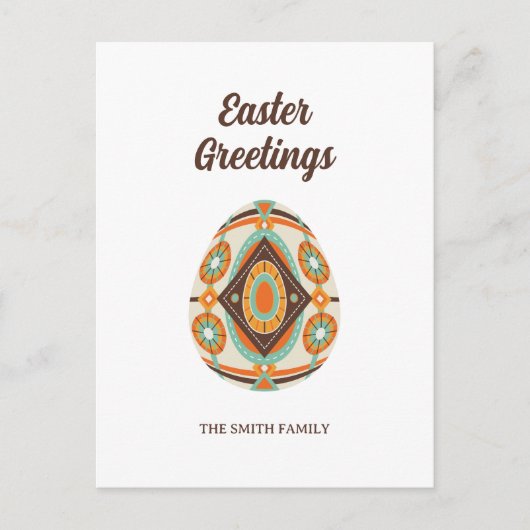 Retro Painted Easter Egg シーズンポストカード (正面)
