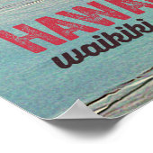 Retro Painting Hawaii Waikiki Beach ポスター (角)