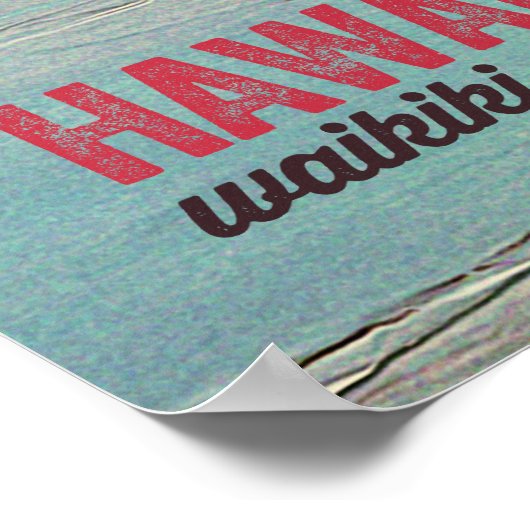 Retro Painting Hawaii Waikiki Beach ポスター (角)