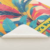 Retro Palm Leaf Personalized Blanket with Name  シェルパブランケット (3/4)