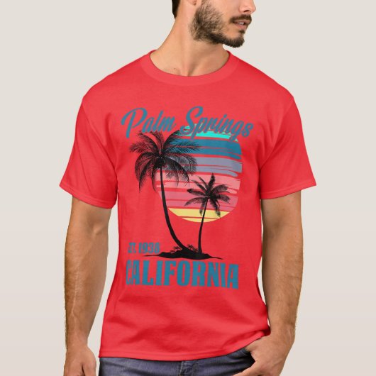 Retro Palm Springs California Beach Vibes Summer V Tシャツ (正面)