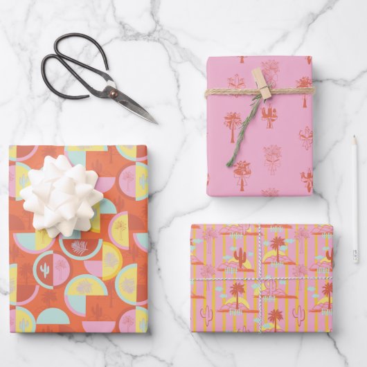 Retro Palm Springs Wrapping Paper Set 1 ラッピングペーパーシート (正面)