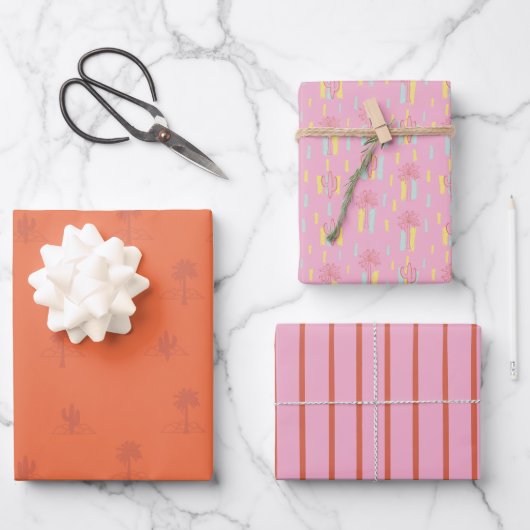 Retro Palm Springs Wrapping Paper Set 3 ラッピングペーパーシート (正面)