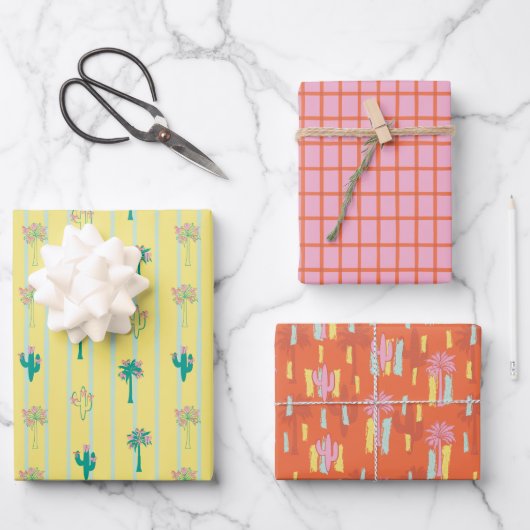 Retro Palm Springs Wrapping Paper Set 4 ラッピングペーパーシート (正面)