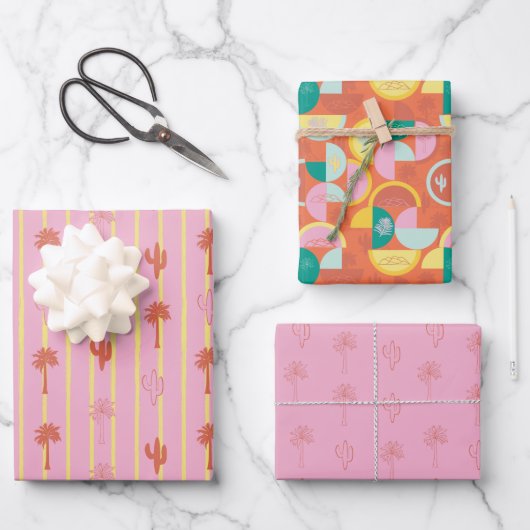 Retro Palm Springs Wrapping Paper Set 5 ラッピングペーパーシート (正面)