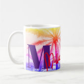 Retro Palm Sunset – Personalized Name コーヒーマグカップ (左)