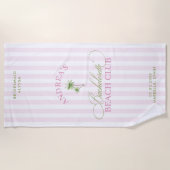 Retro Palm Tree Custom Name Beach Bachelorette ビーチタオル (正面)