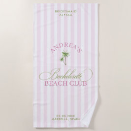 Retro Palm Tree Custom Name Beach Bachelorette ビーチタオル