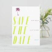 Retro Palm Tree Save the Date - Citrus 招待状 (スタンド正面)